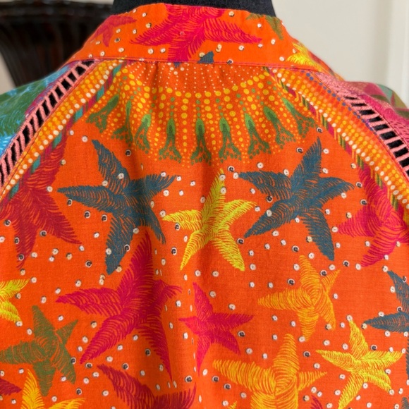 FARM RIO Colorful Scarf Print Swing Shirt Dress! NWOT! 3/4 Sleeve! COTTON. Large - Picture 7 of 14